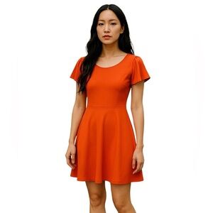 London Time Women’s Coral Size 6 Flutter Short Sleeves Dress